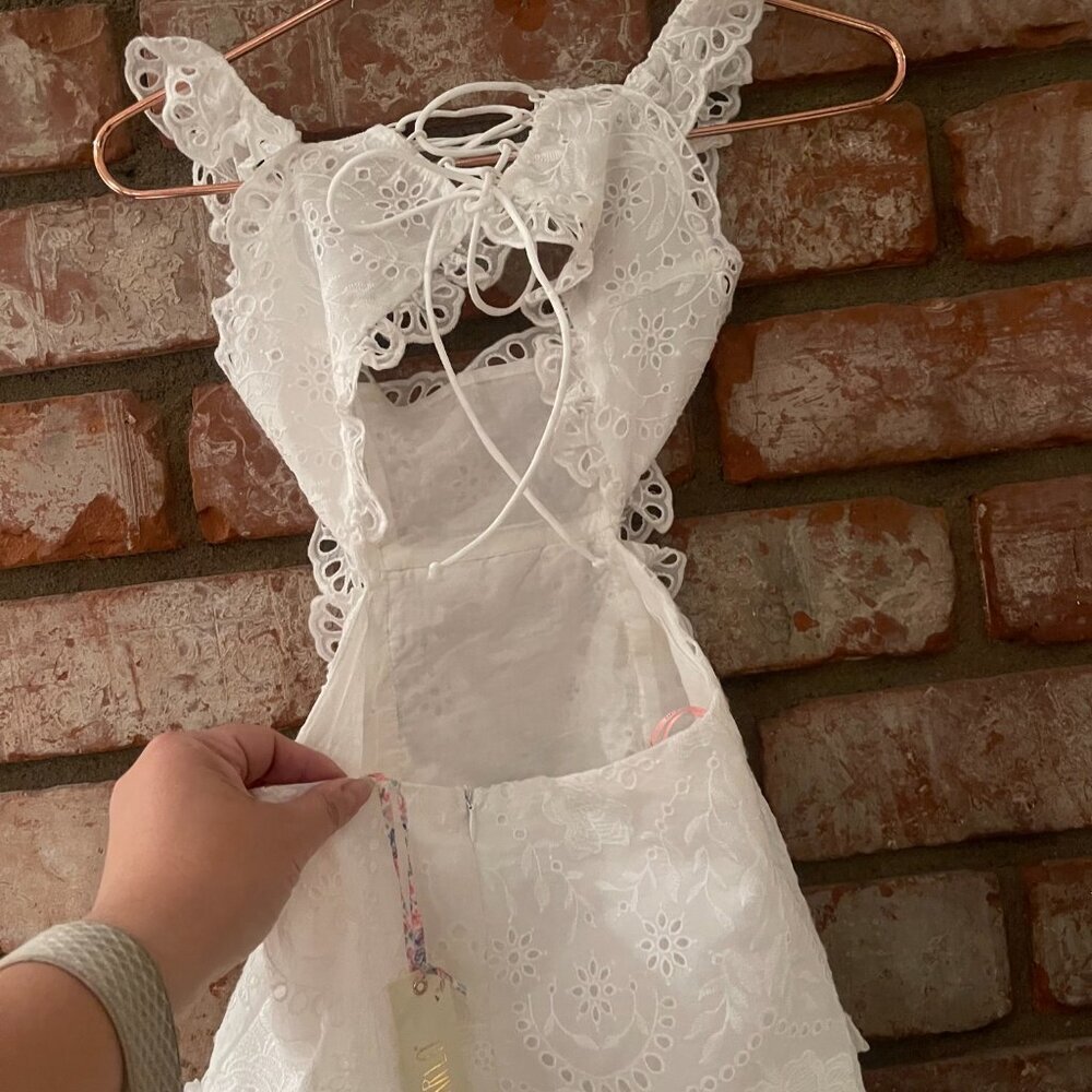 Marlo Kids White Embroidered Eyelet Dress Girls 7–8 New With Tags - Picture 3 of 12